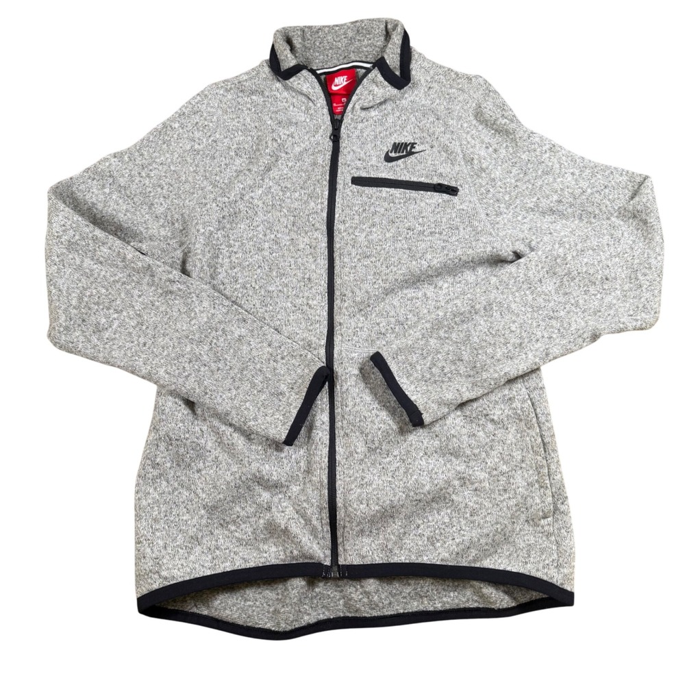 Vintage Nike Gray Knit Full Zip Jacket Medium Black Trim